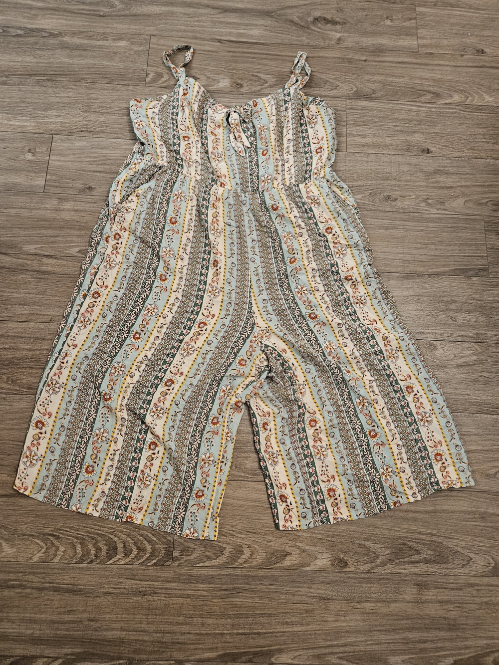 AUW Wide Leg Jumpsuit Striped And Floral Print Size 3X